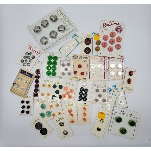 Assorted | Other | Vintage Carded Buttons 3 Full Cards Assorted Jewel ...